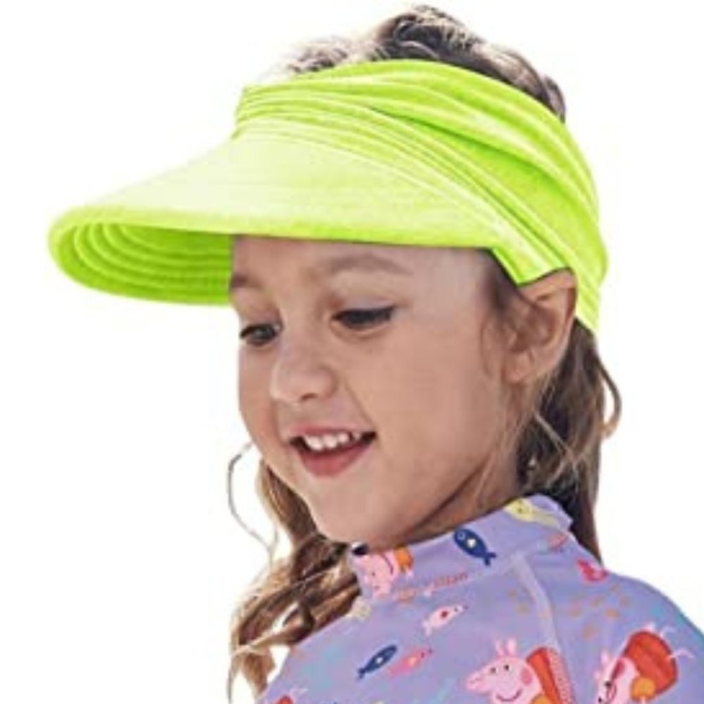 Kids UPF50 Sun Hat Hi Viz Neon Yellow Ages 5-12 NWT